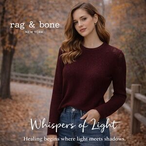 rag & bone Burgundy Open-Knit Long Sleeve Sweater | Size Medium